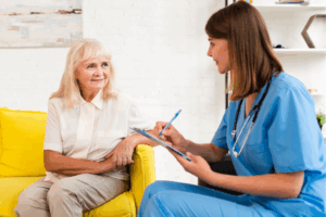 Women Speaking To Doctor Hormone Replacement Therapy Menopause